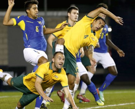 Australia in action v Ecuador