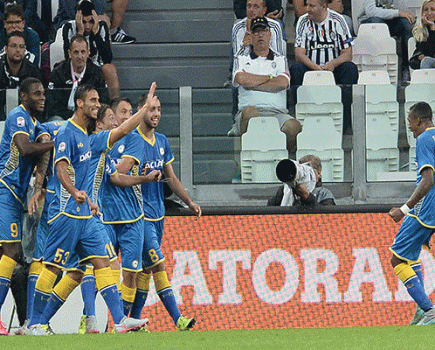 Udinese players celebrate