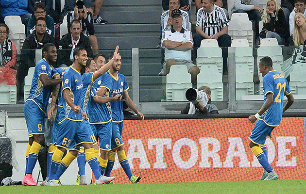Udinese players celebrate