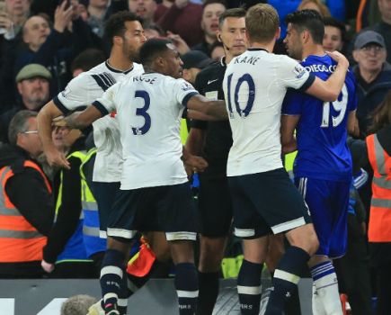 Moussa Dembele and Diego Costa clash