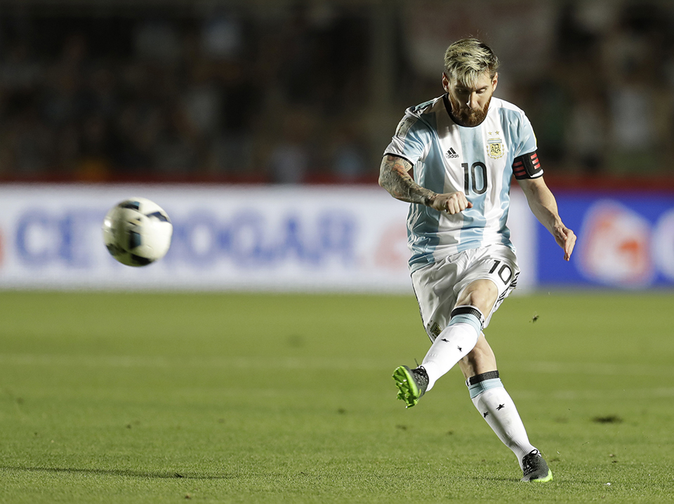 Messi's back.....with trademark free-kick, against Colombia - World Soccer