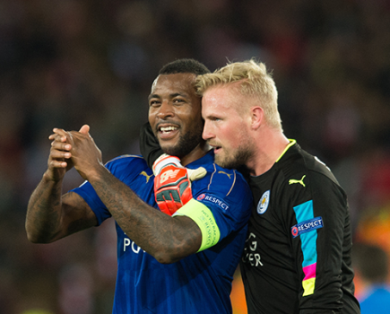 Leicester City Wes Morgan Kaspar Schmeichel